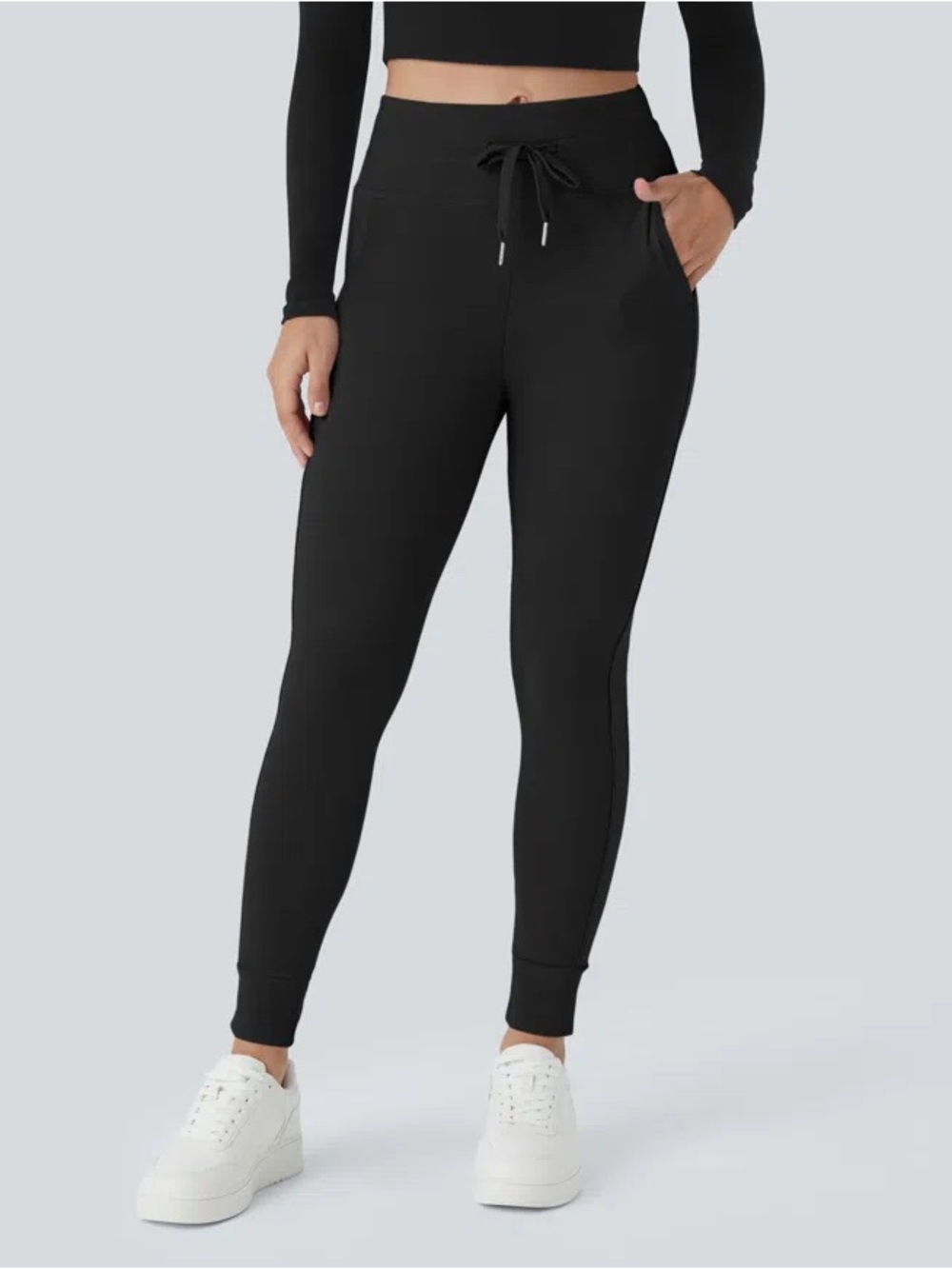HALARA Black High-Rise Drawstring Joggers